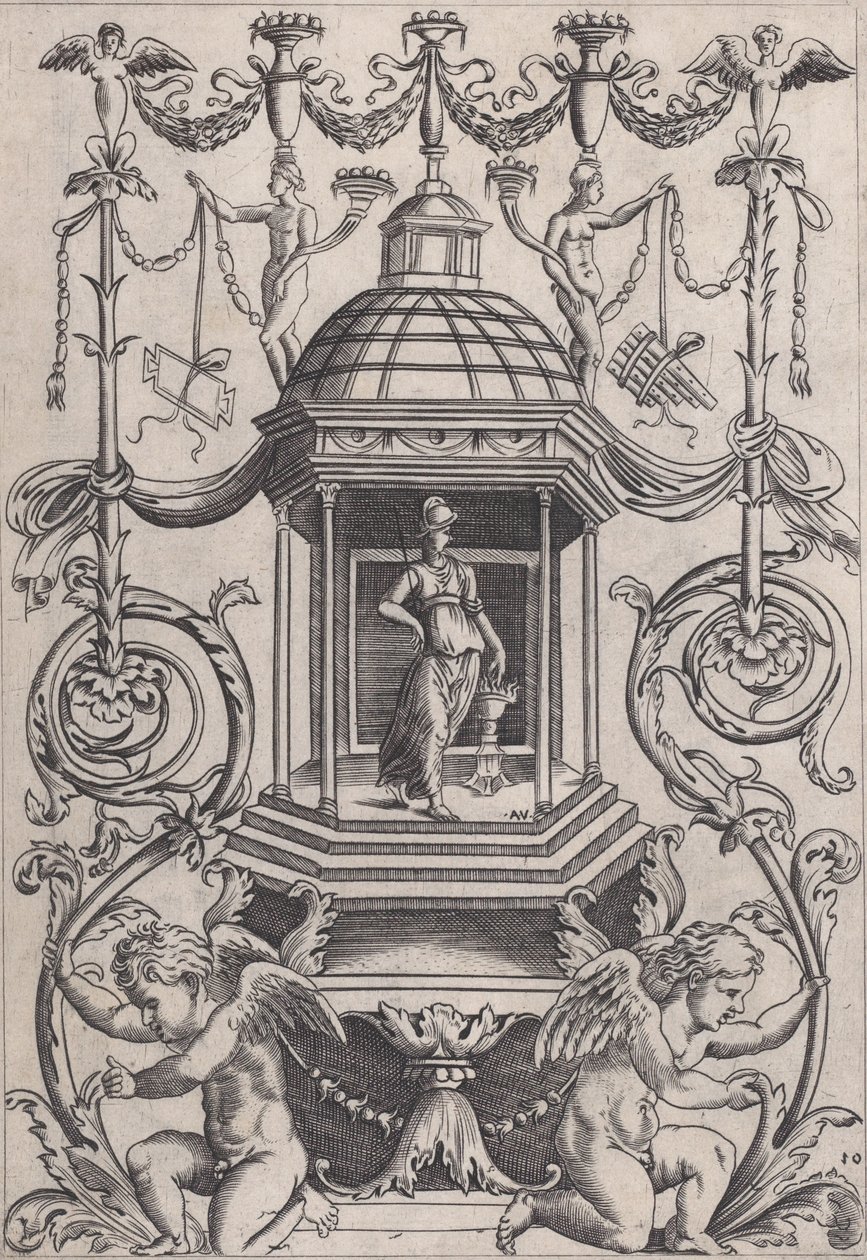 Panel ornamental, ca. 1514-1536 de Agostino Veneziano
