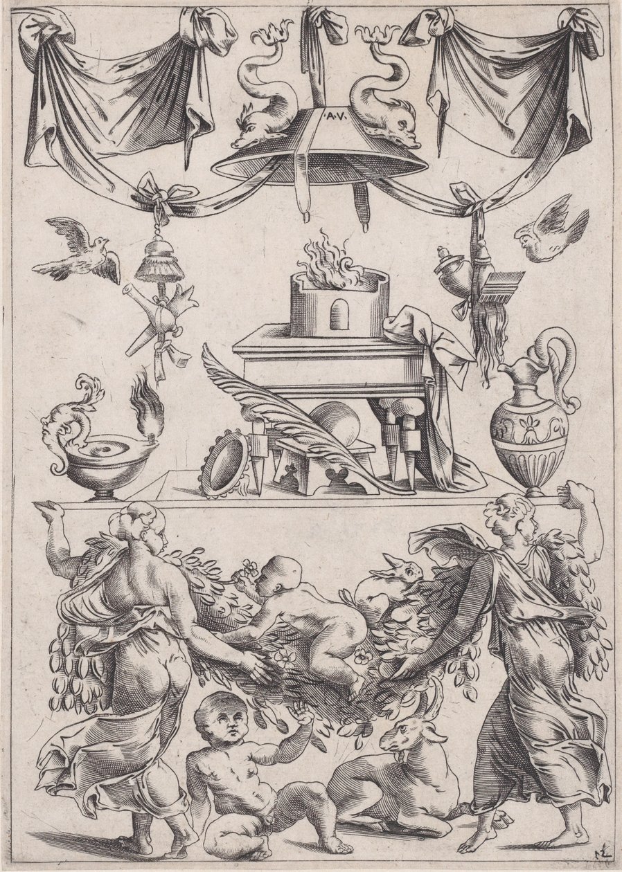 Panel ornamental de Agostino Veneziano