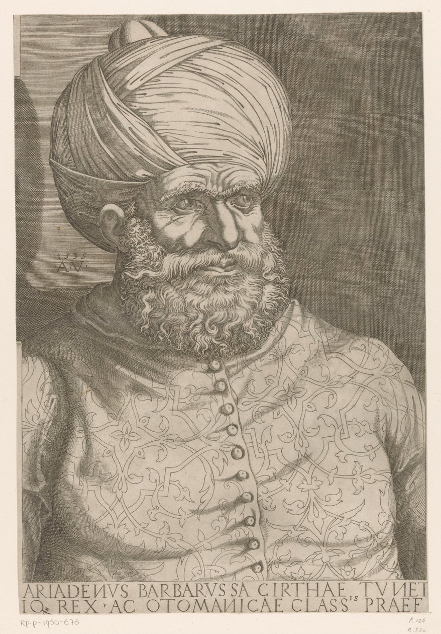 Retrato del almirante Khair ad-Din Barbarroja de Agostino Veneziano