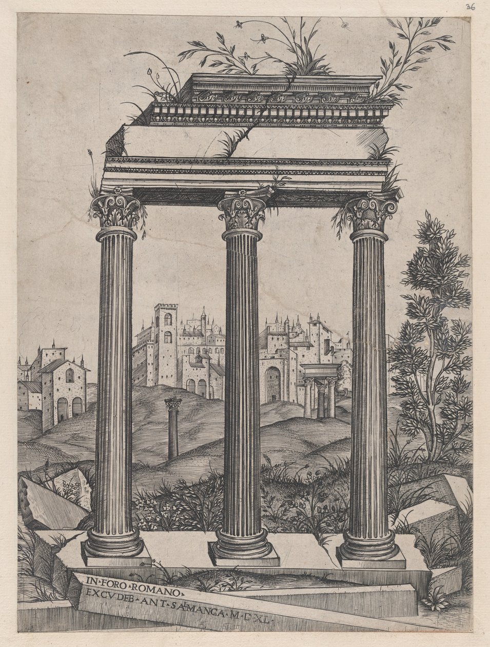 Speculum Romanae Magnificentiae: Templo de Antonino y Faustina de Agostino Veneziano.