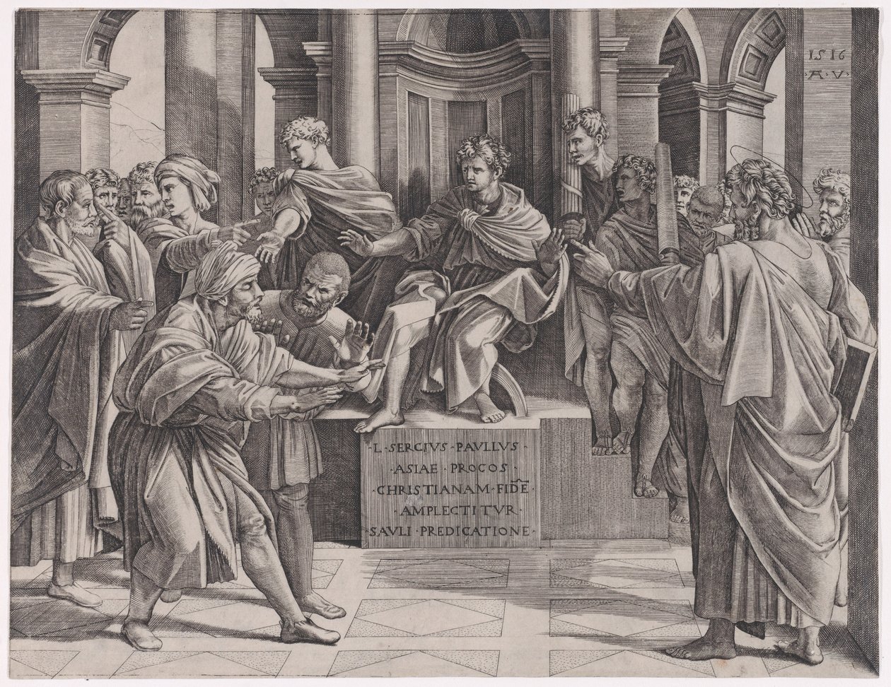 La ceguera de Elymas, fechado en 1516 de Agostino Veneziano