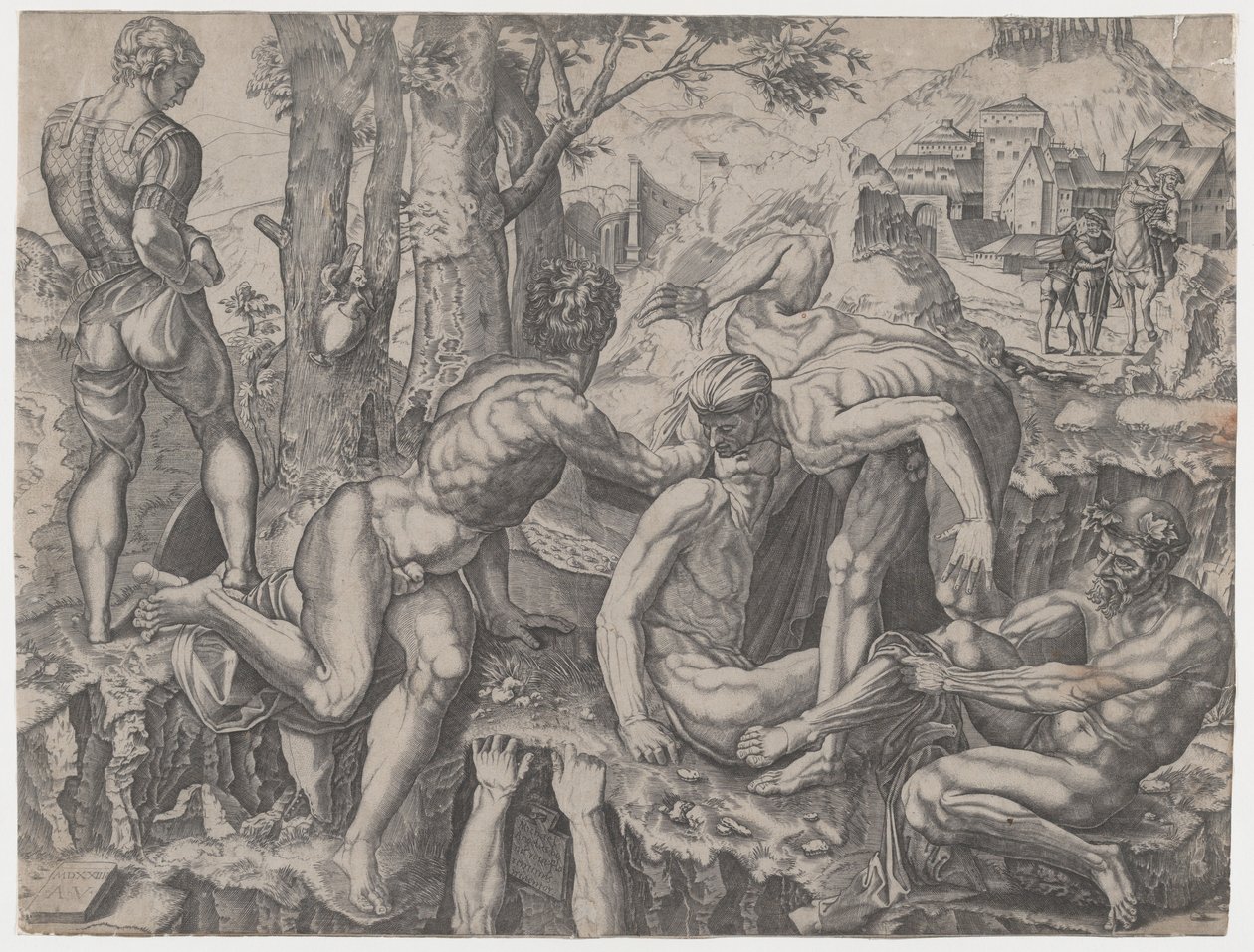 Los Escaladores, fechado 1524 de Agostino Veneziano