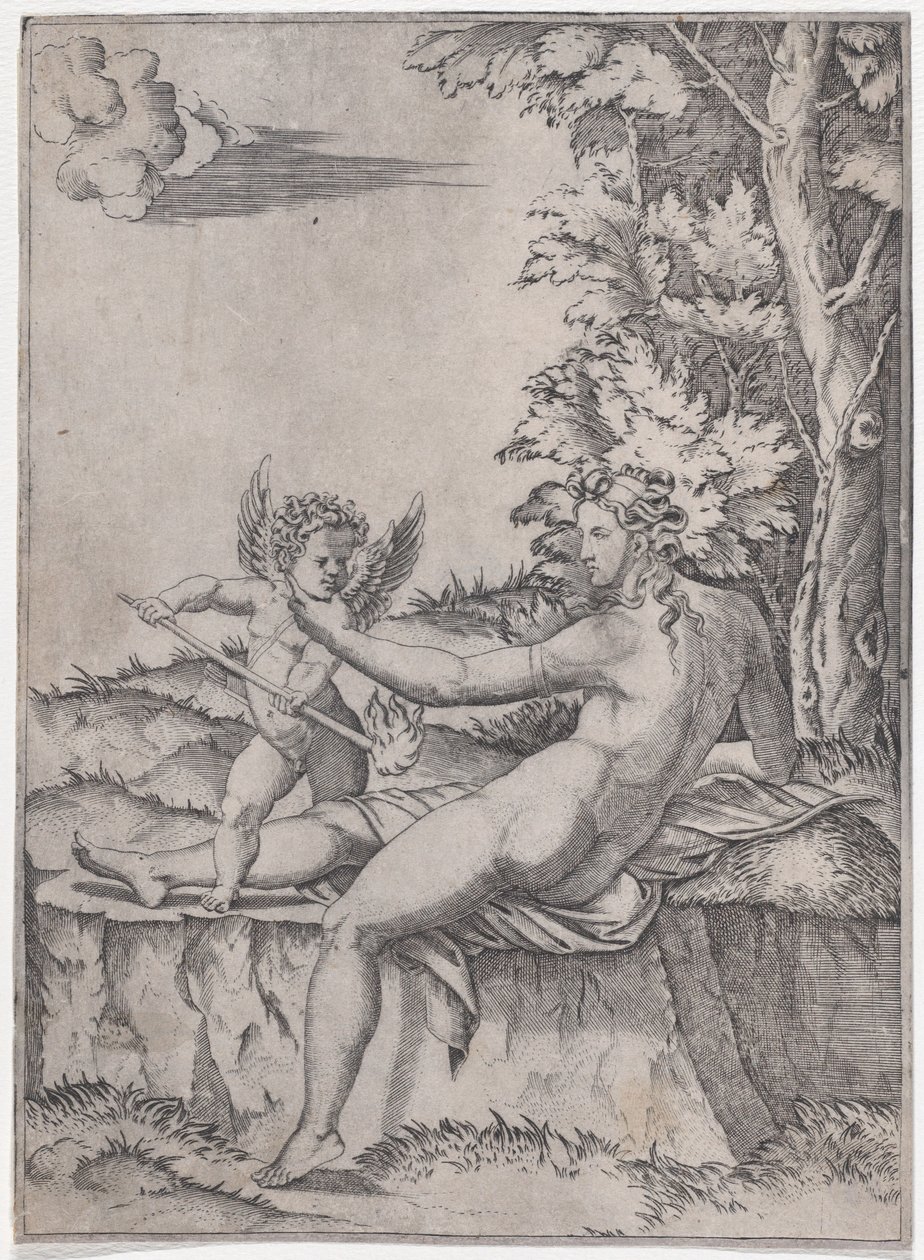 Venus y Eros, ca. 1514-36 de Agostino Veneziano