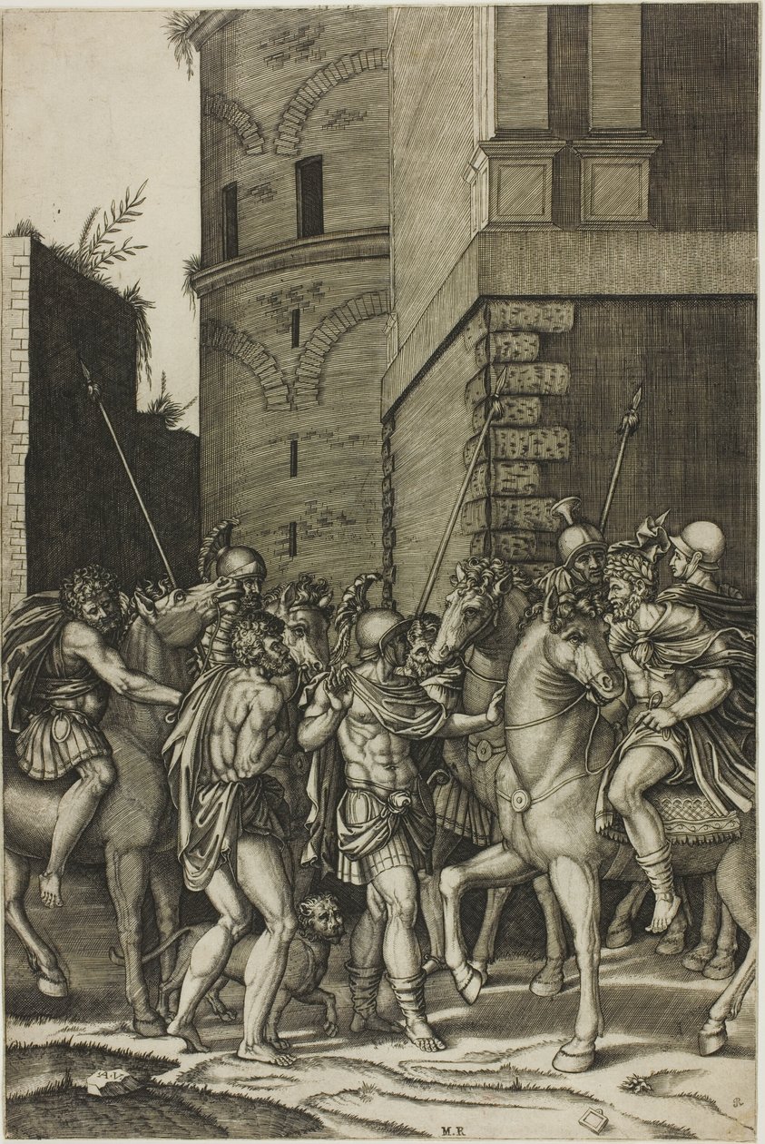 El emperador liberando al esclavo Androcles de Agostino dei Musi
