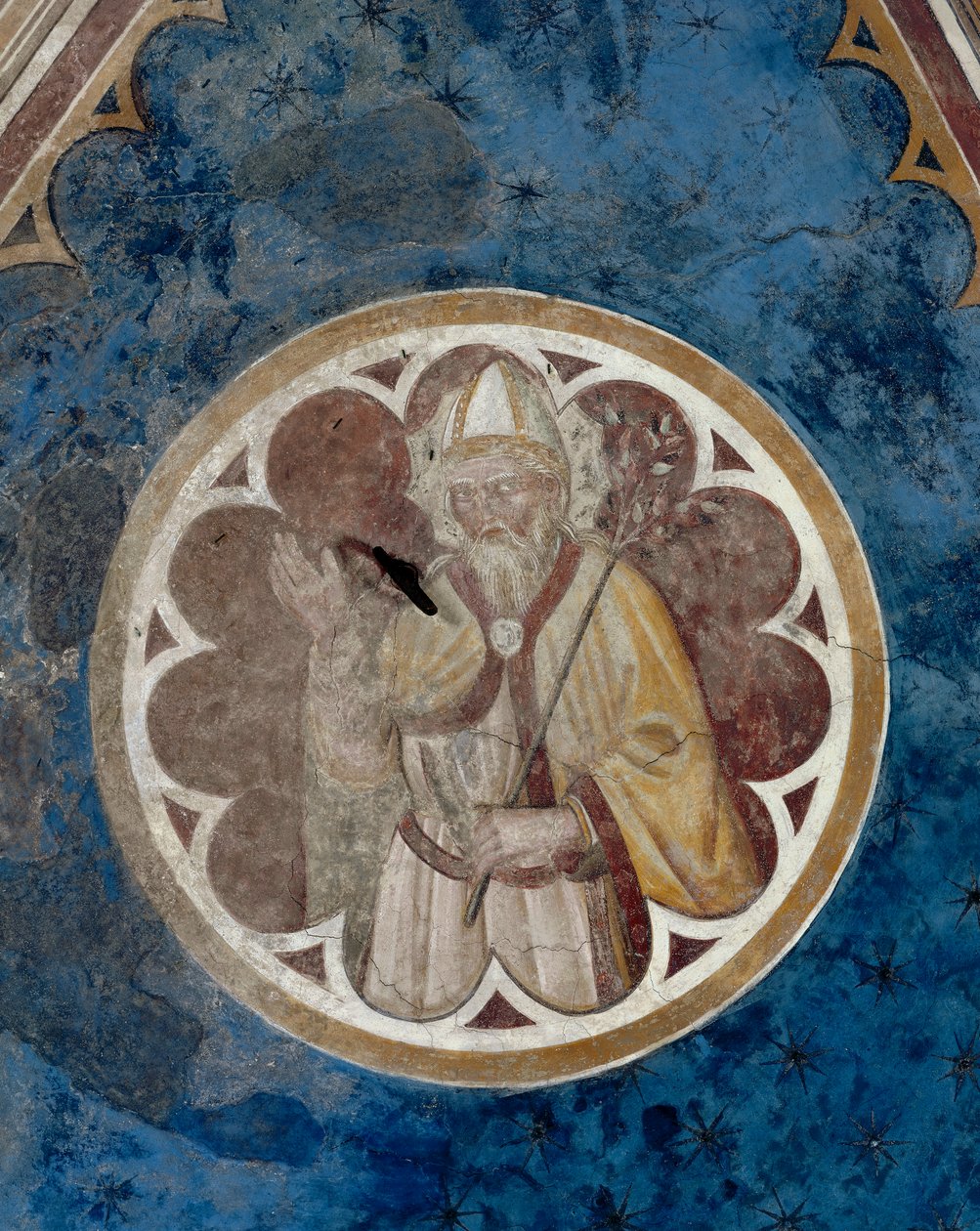 Un obispo santo, (detalle) del cuarto tramo del techo de Agostino di Marsiglio