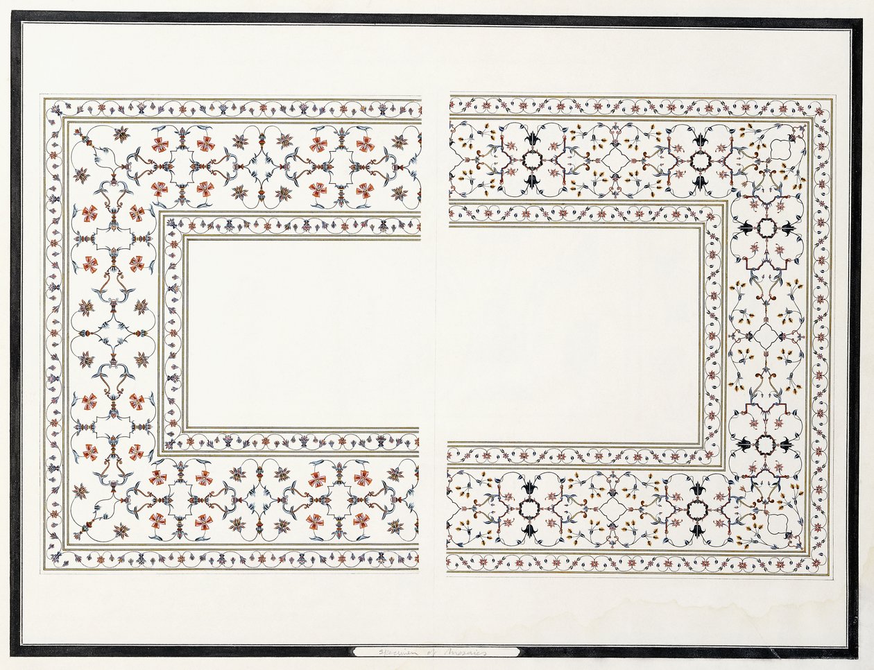Especímenes de los mosaicos, de la tumba del emperador, c. 1815 de Agra School