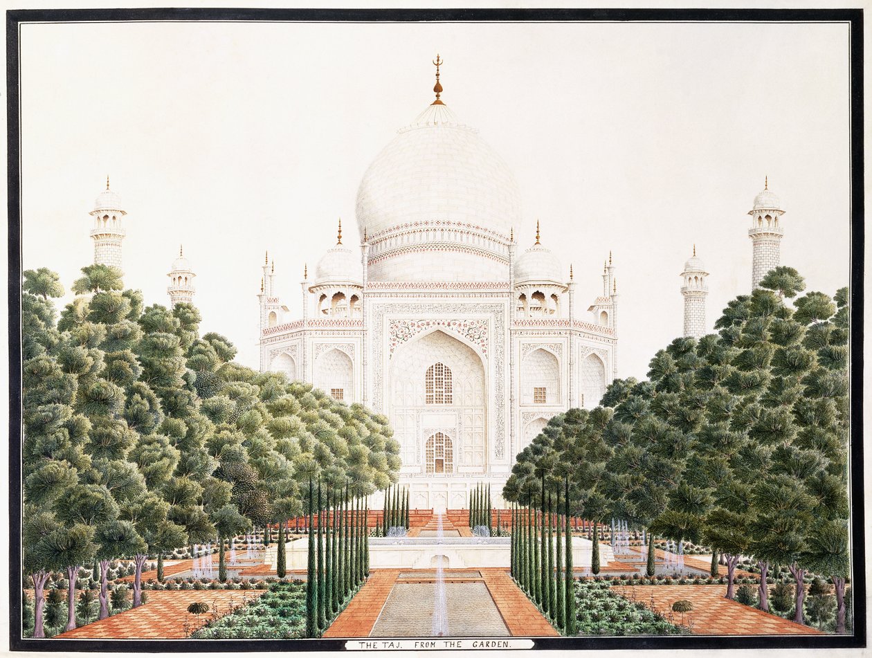 El Taj desde el jardín, c. 1815 de Agra School