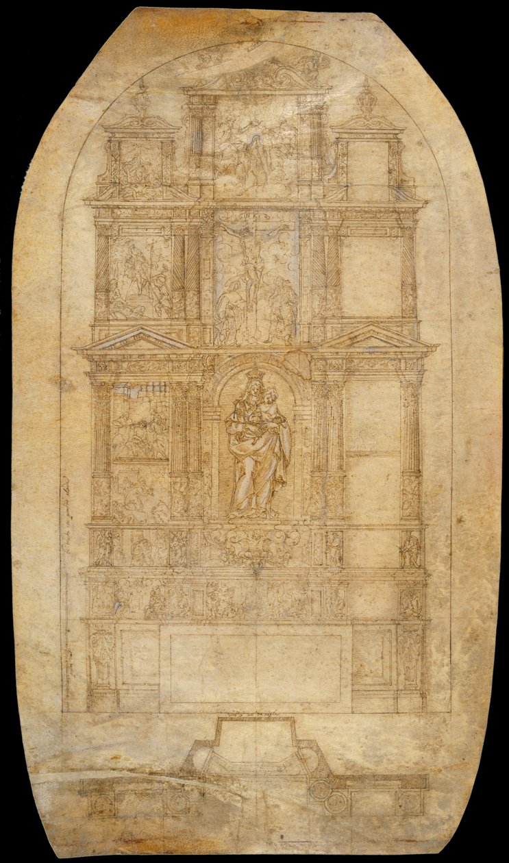 Dibujo de un Retablo de la Virgen de la Rosa de Agustí Pujol II