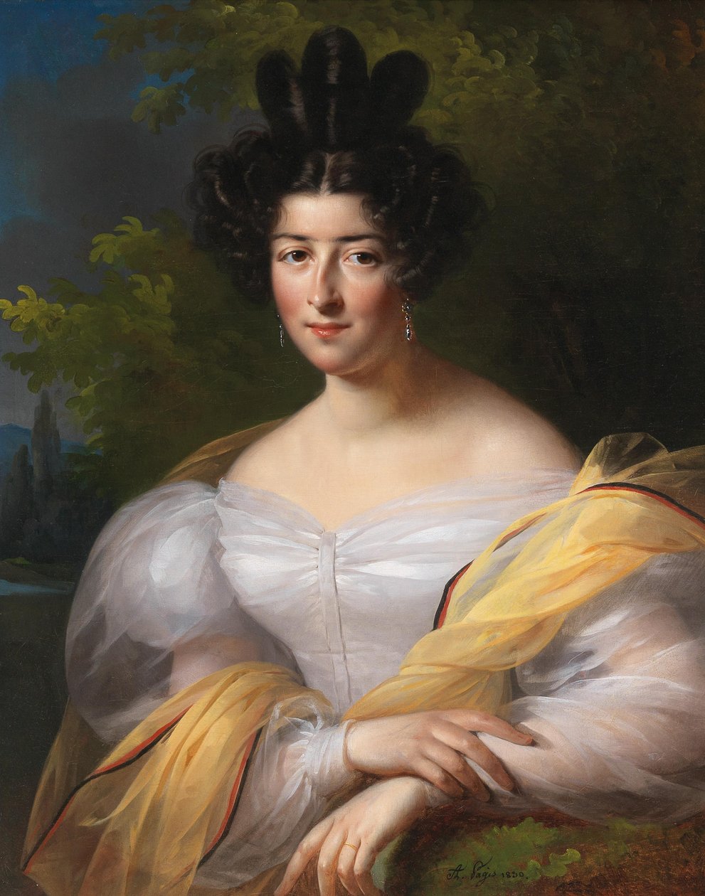 Una dama con un vestido blanco de Aimée Brune Pagès
