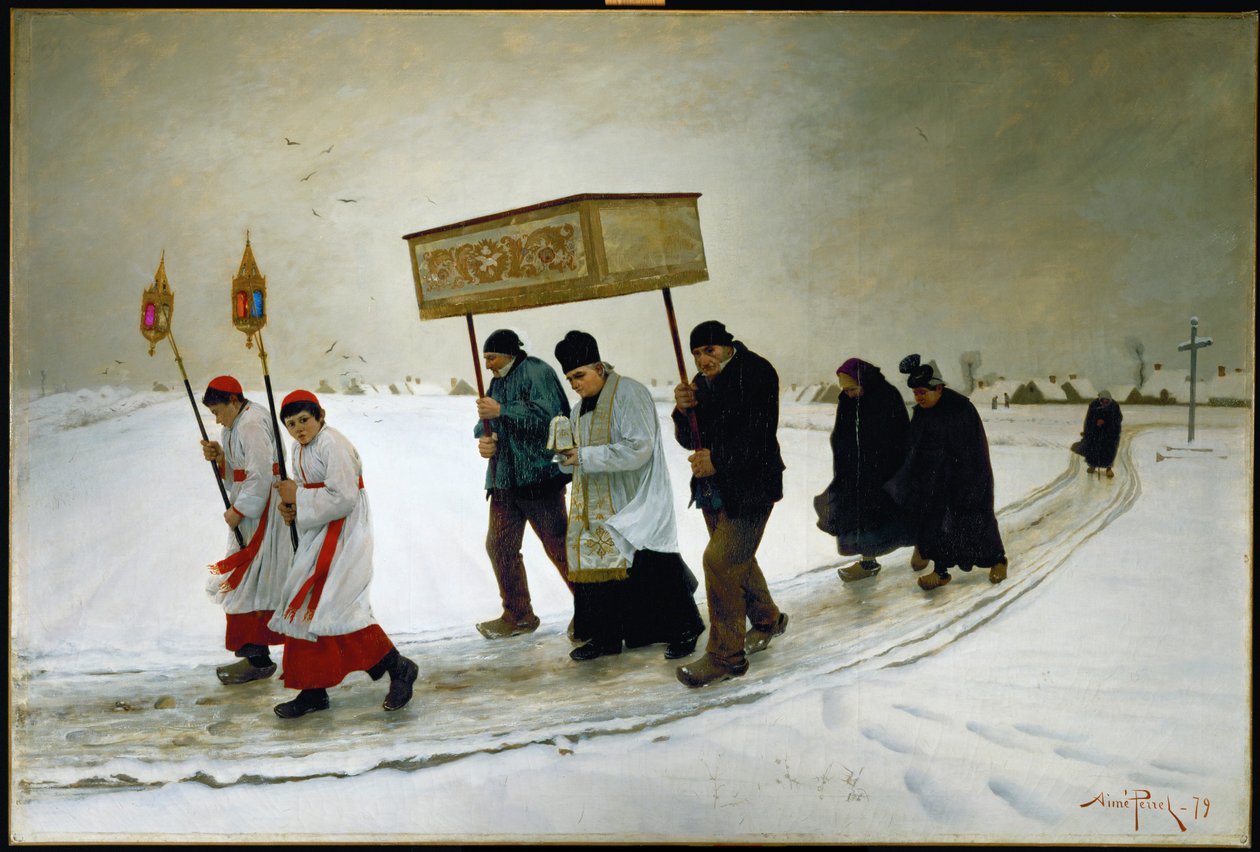 El Santo Viático en Borgoña (óleo sobre lienzo) de Aime Perret