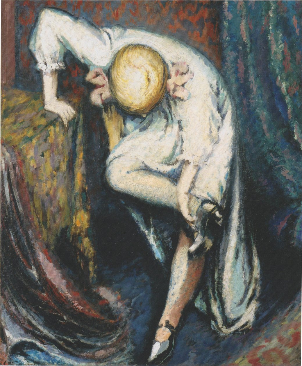 Chica poniéndose los zapatos de Aksel Waldemar Johannessen