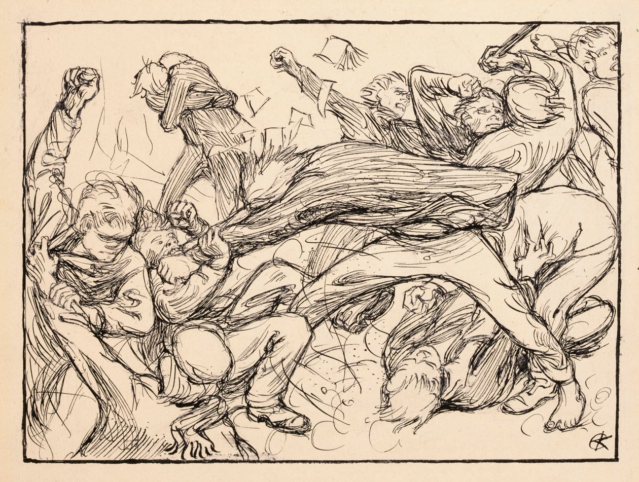 Pelea con los chicos de Toukola de Akseli Gallen-Kallela