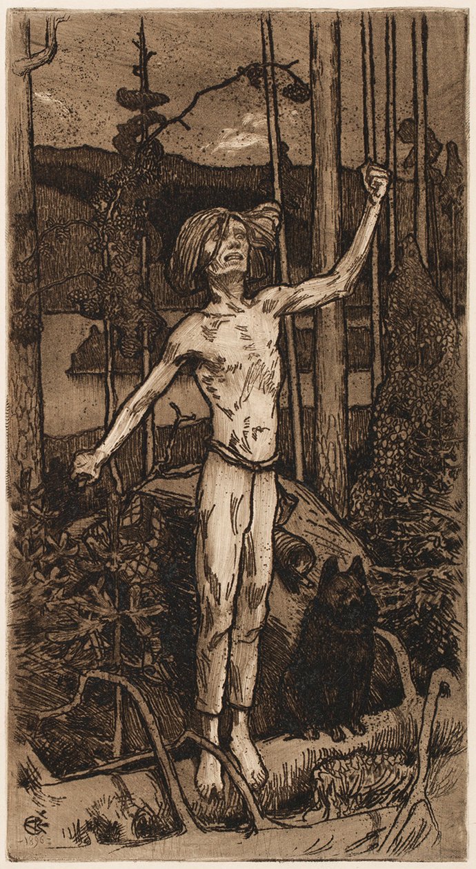 Kullervo maldiciendo de Akseli Gallen-Kallela