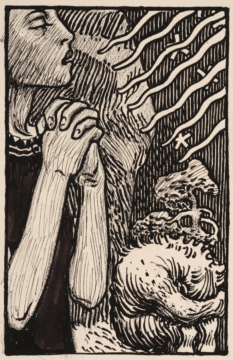 Boceto de «La doncella rezando» de Akseli Gallen-Kallela