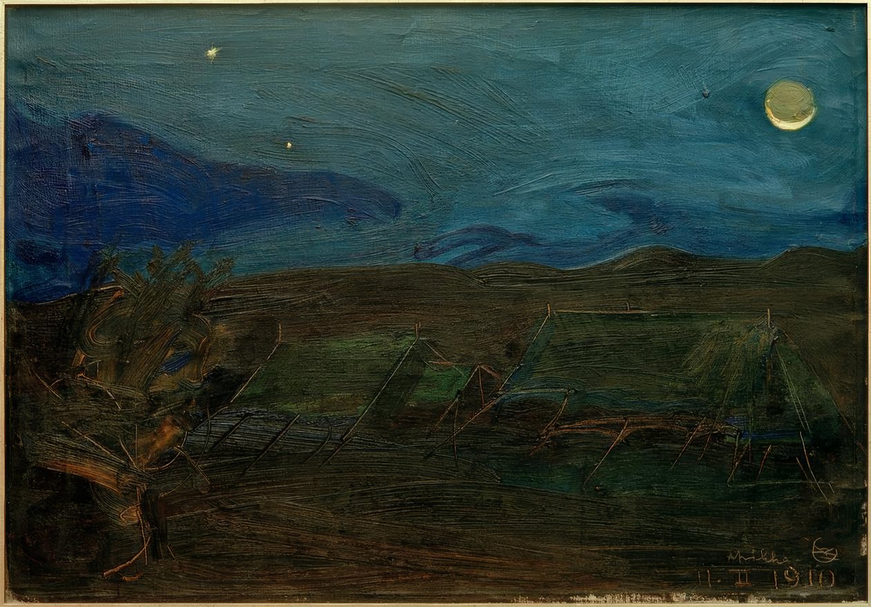 Tiendas de campaña a la luz de la luna de Akseli Valdemar Gallen Kallela