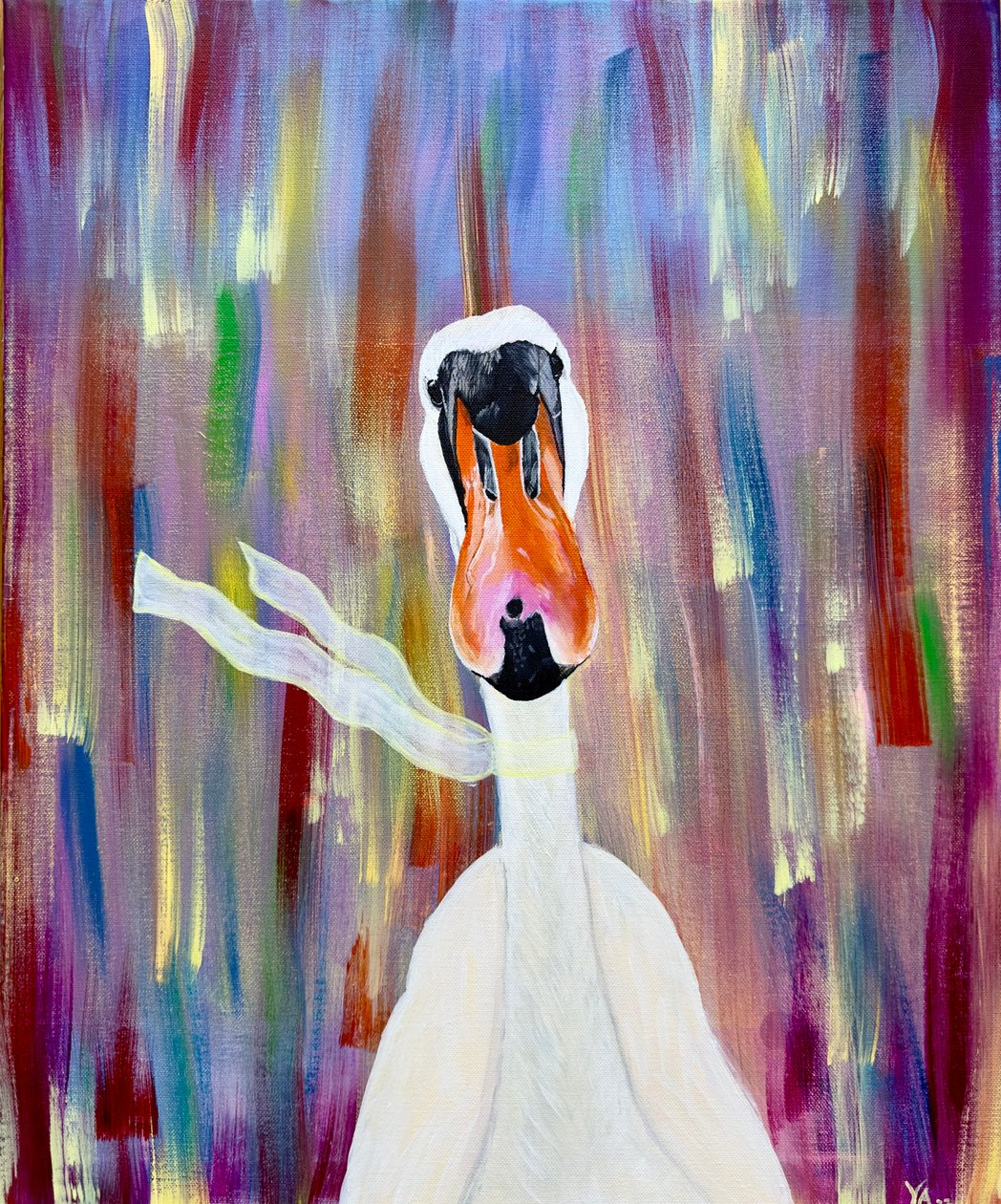 Fancy Swan Monroe, 2023 (acrílico sobre lienzo) de Akturk Yasemin