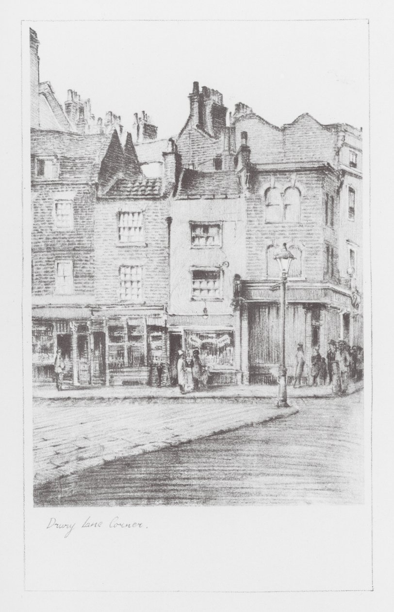 Londres Lanes: Drury Lane Corner (litografía) de Alan Stapleton
