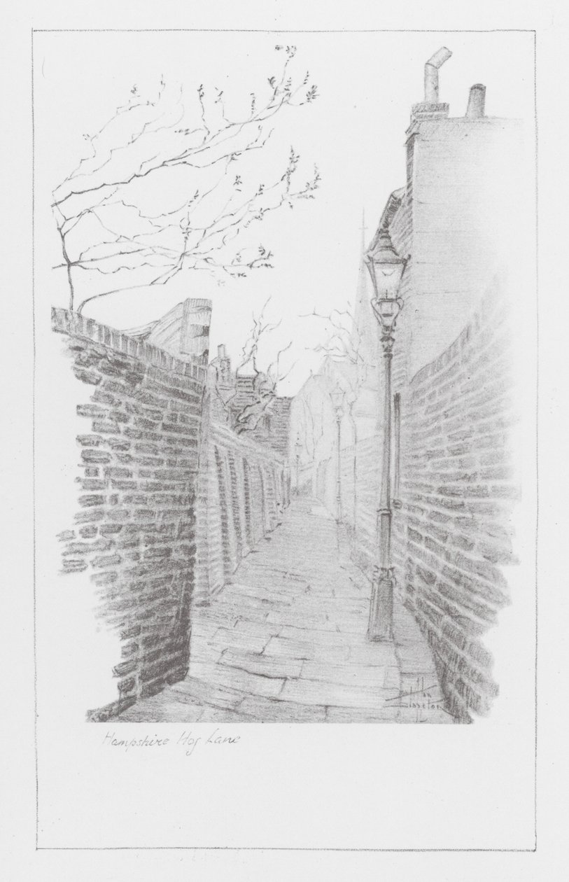 London Lanes: Hampshire Hog Lane (litografía) de Alan Stapleton
