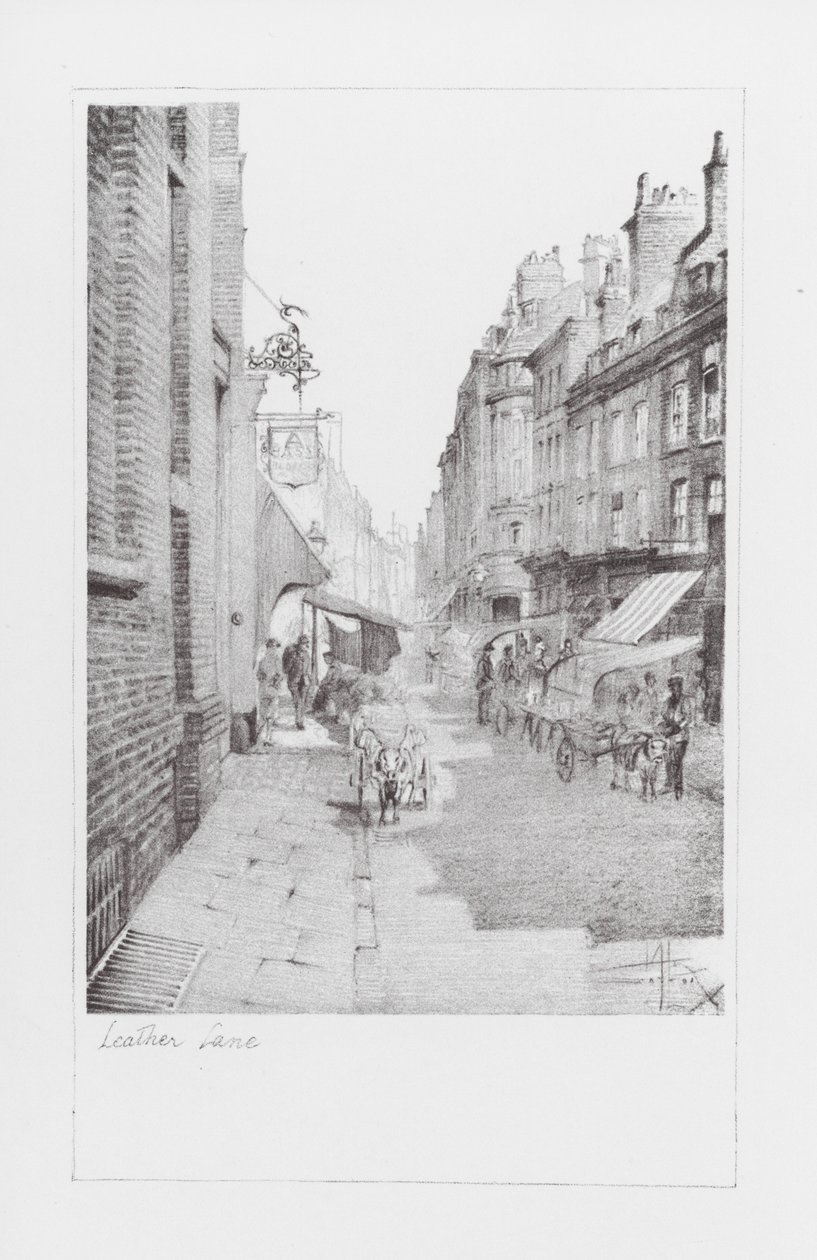 London Lanes: Leather Lane (litografía) de Alan Stapleton