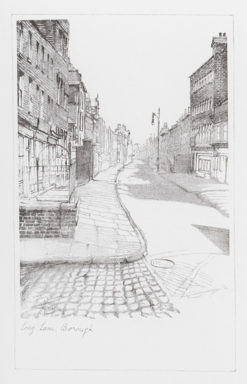 London Lanes: Long Lane, Borough (litografía) de Alan Stapleton