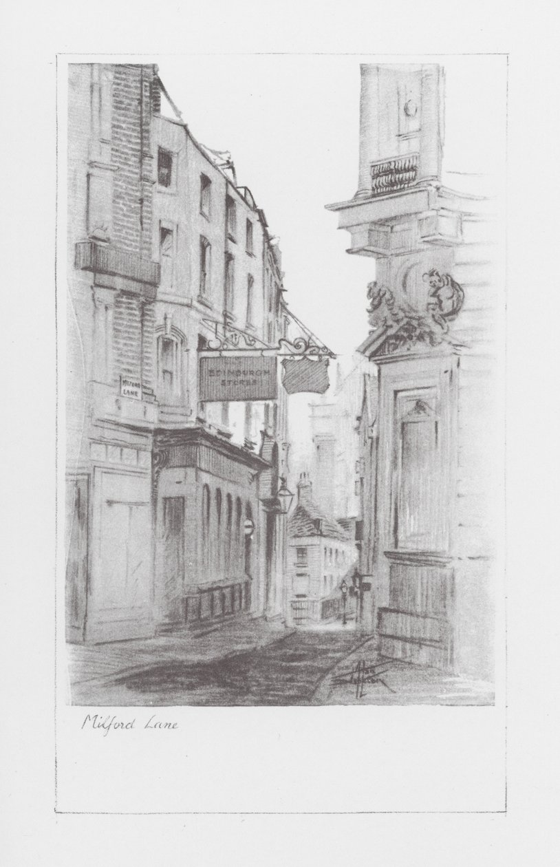 London Lanes: Milford Lane (litografía) de Alan Stapleton