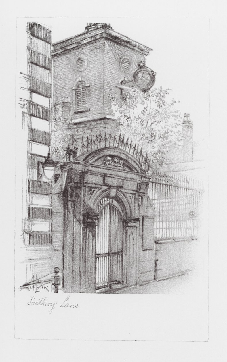 London Lanes: Seething Lane (litografía) de Alan Stapleton
