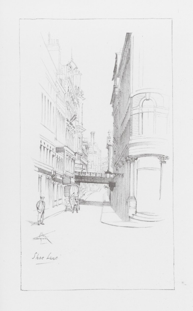 London Lanes: Shoe Lane (litografía) de Alan Stapleton