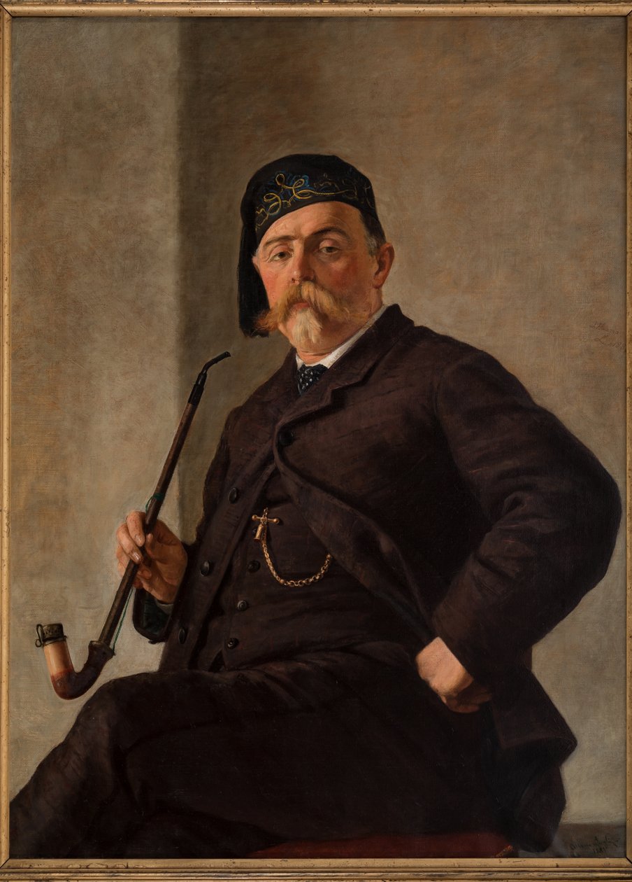Hombre con pipa (óleo sobre lienzo) de Albano Lugli