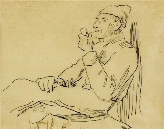 Hombre viejo con pipa de Albert Anker