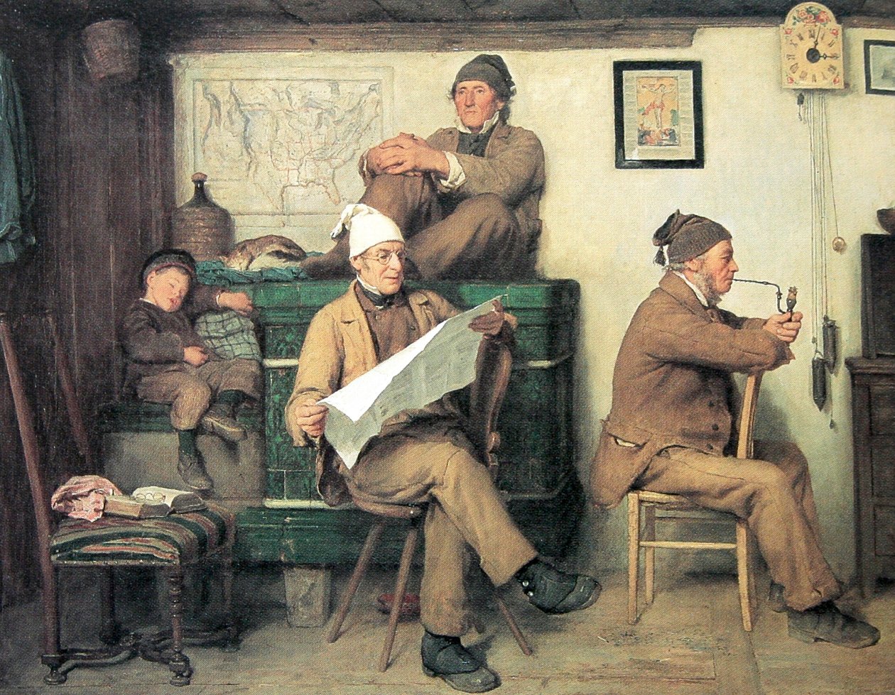 Los campesinos y el periódico de Albert Anker