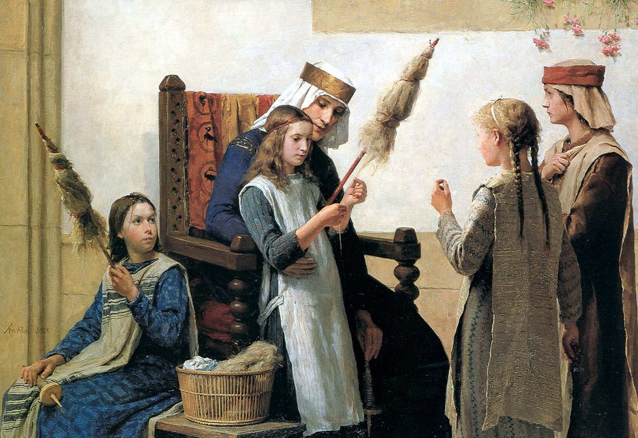 Reina Bertha y las hilanderas de Albert Anker