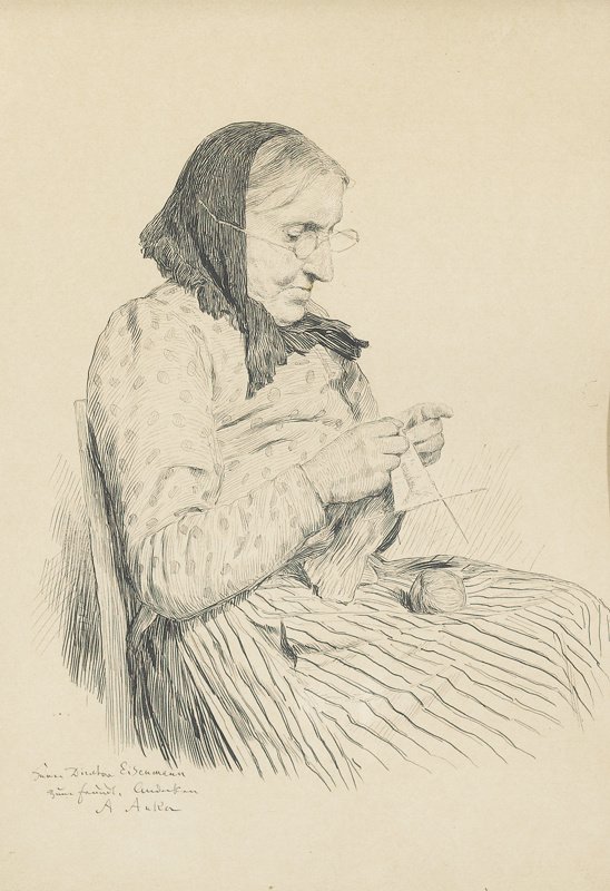 Abuela tejiendo de Albert Anker