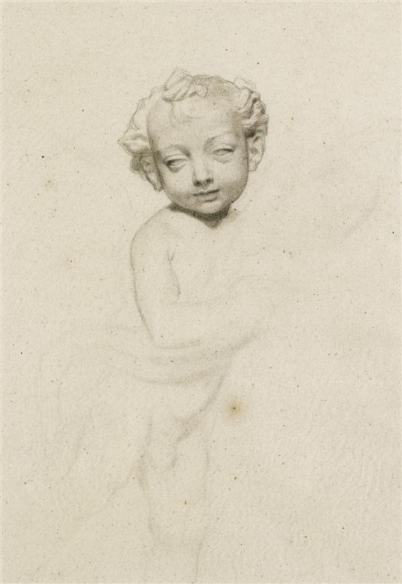 Dibujo del niño alado de Andrea del Verrocchio de Albert Anker