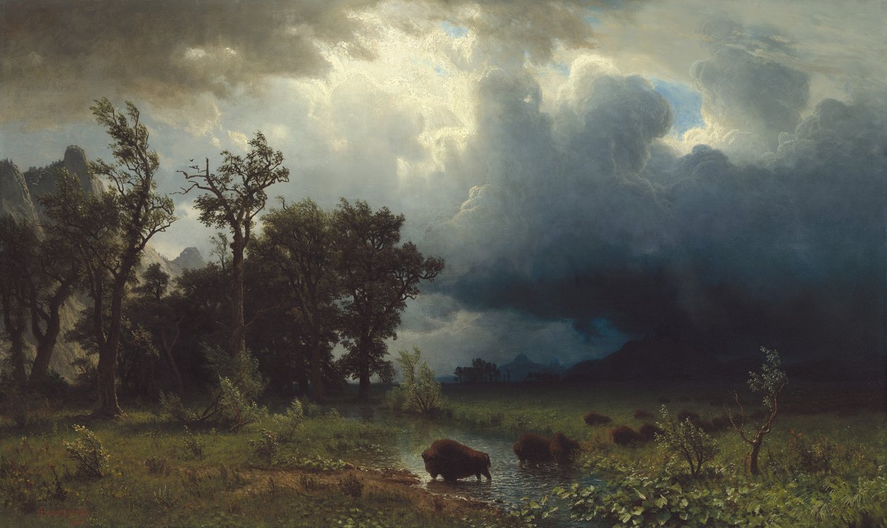 Sendero de Búfalos: La Tormenta Inminente, 1869 de Albert Bierstadt