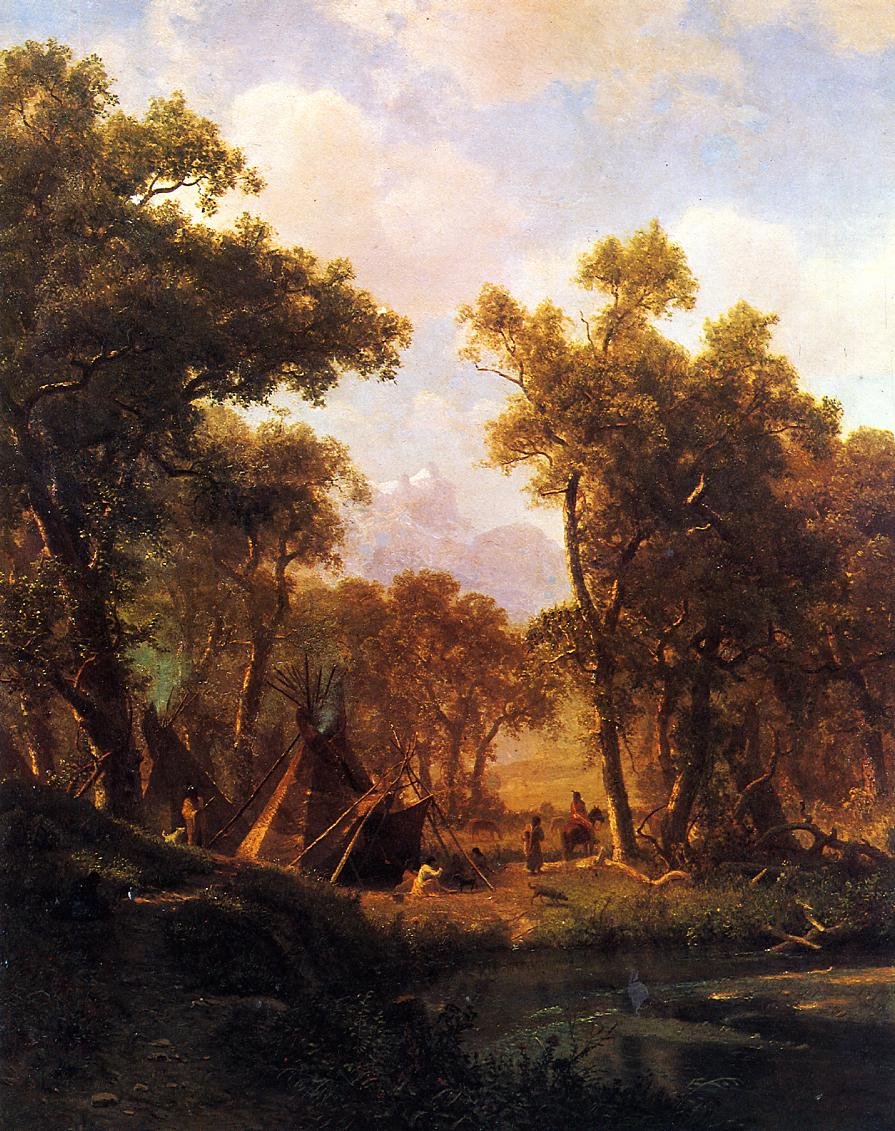 Campamento indio, aldea Shoshone de Albert Bierstadt