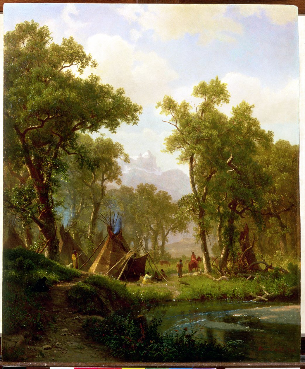 Campamento indio, aldea Shoshone, 1860 de Albert Bierstadt