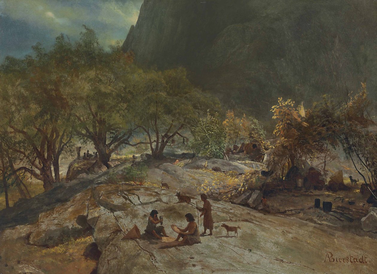 Campamento indio Mariposa, Valle de Yosemite, California de Albert Bierstadt