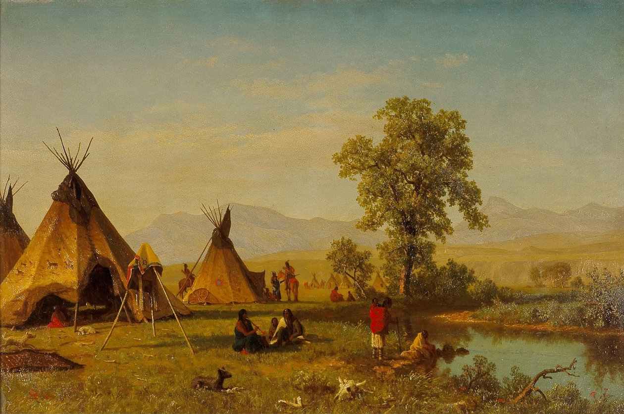 Aldea sioux cerca de Fort Laramie de Albert Bierstadt
