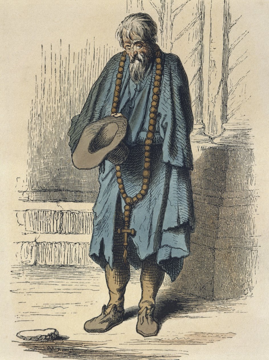 Mendigo, después de Jacques Callot (1592-1635) grabado por Adrien Lavieille (1818-62) de Albert Charles August Racinet