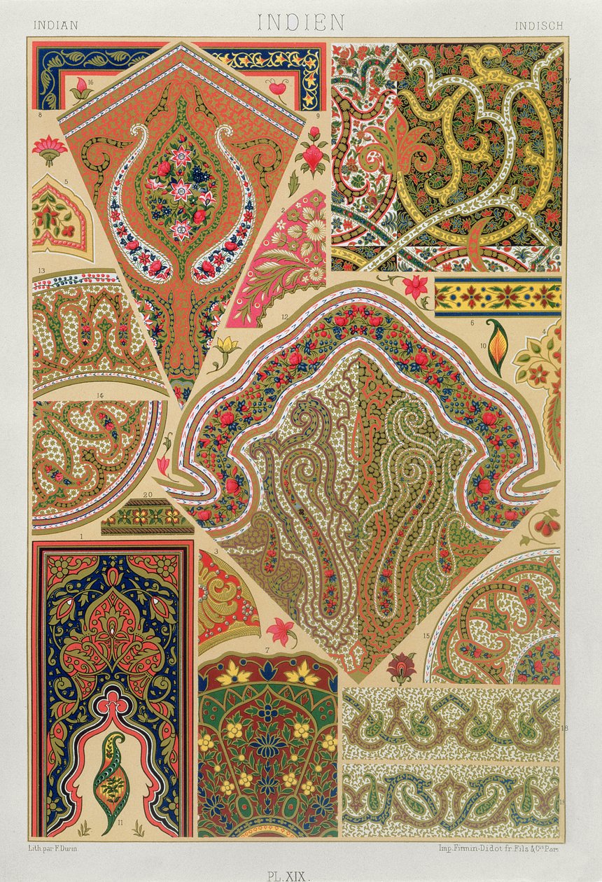 Decoración india, placa XIX de 