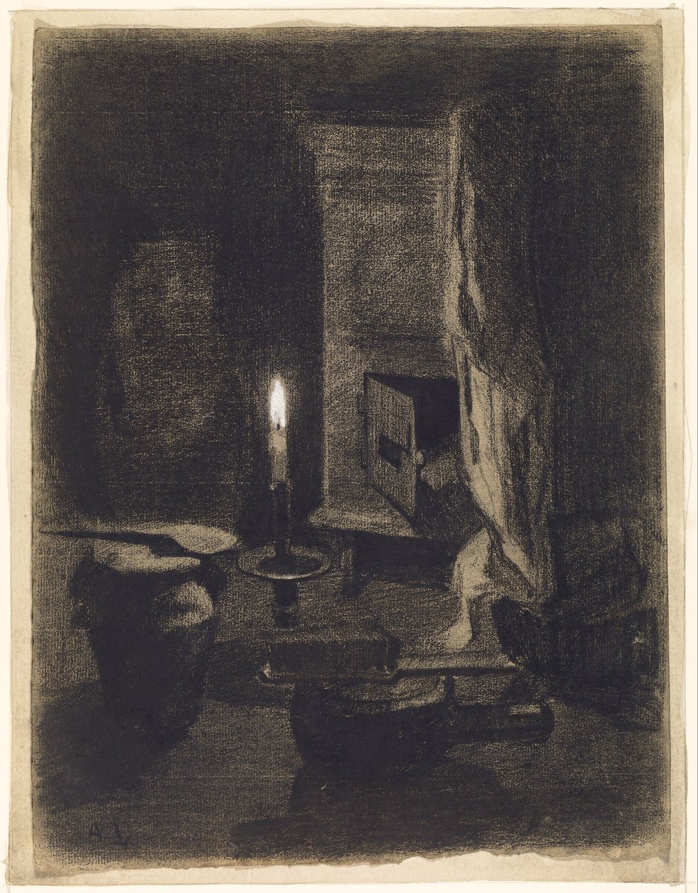Naturaleza muerta con vela de Albert Charles Lebourg