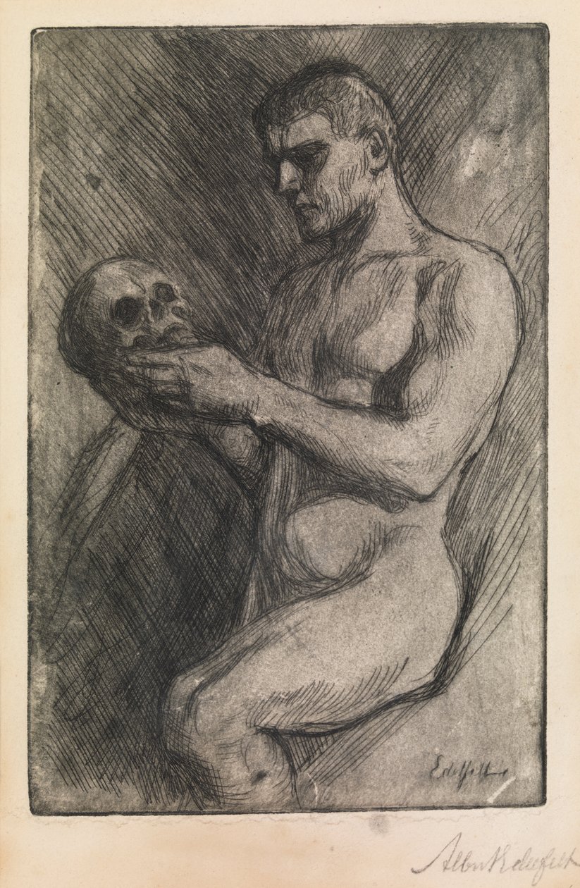 Hombre desnudo y calavera de Albert Gustaf Aristides Edelfelt