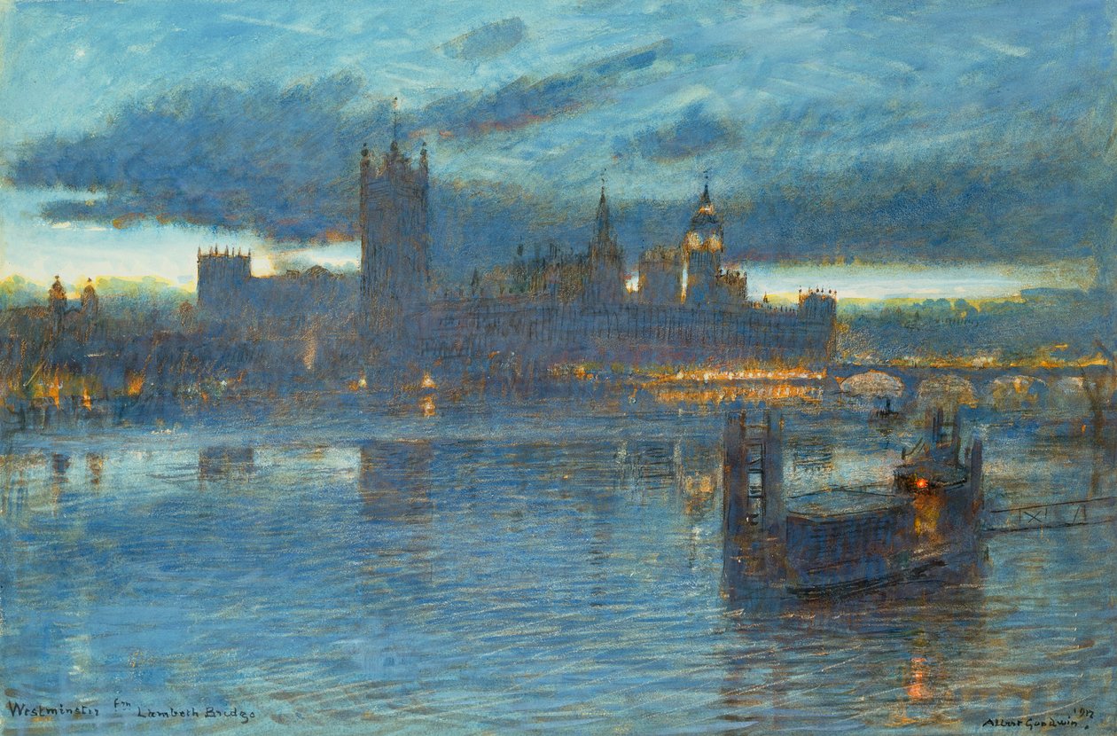 Westminster desde el Puente de Lambeth, 1912 de Albert Goodwin