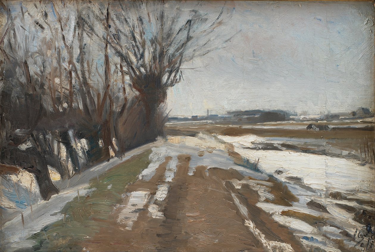 Paisaje invernal. Utterslev cerca de Copenhague de Albert Gottschalk