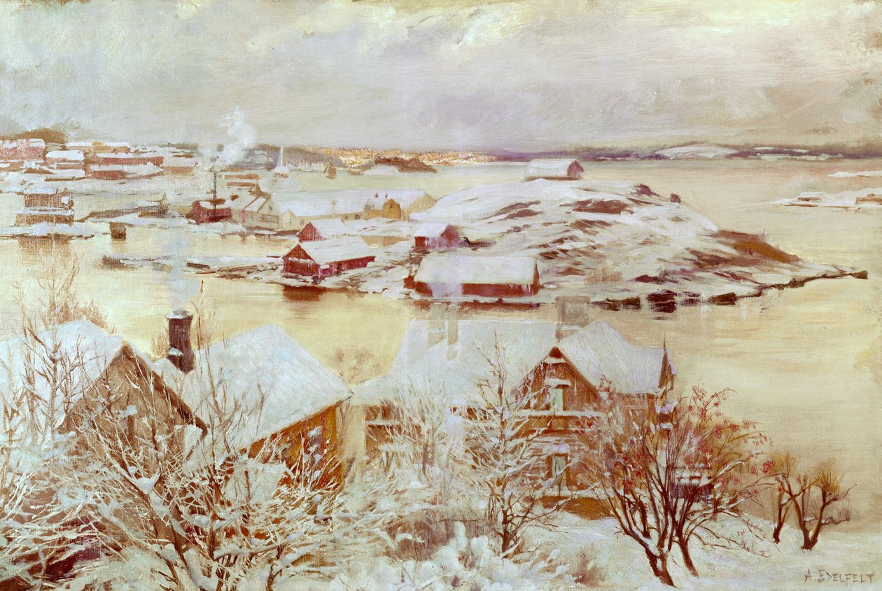 Un Día de Diciembre (en Finlandia) c.1893 de Albert Gustaf Aristides Edelfelt