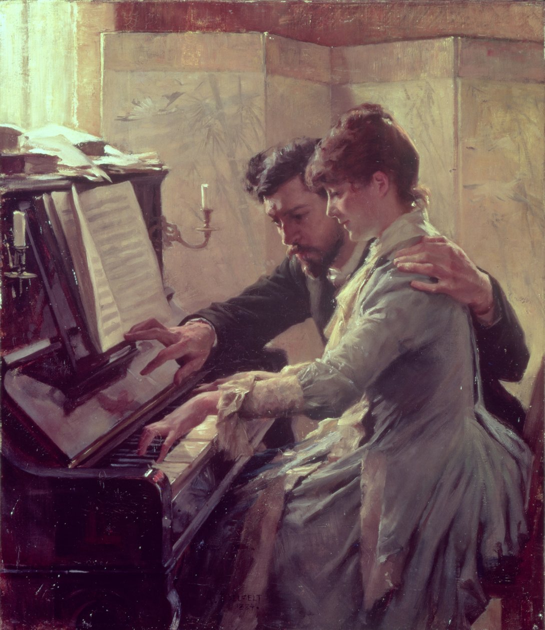 En el piano de Albert Gustaf Aristides Edelfelt
