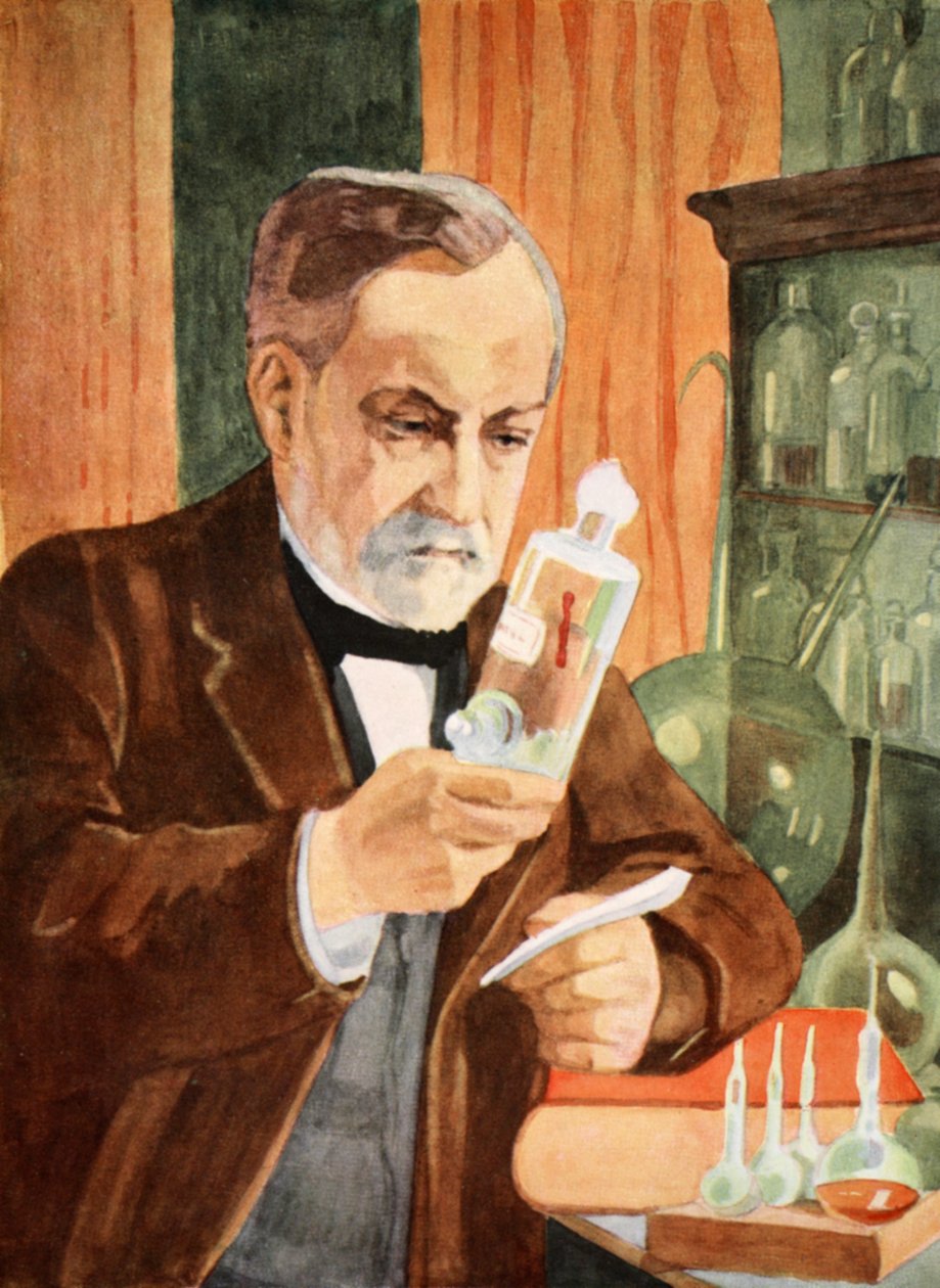 Pasteur en su laboratorio, copia de Boris Mestchersky, ilustración de 