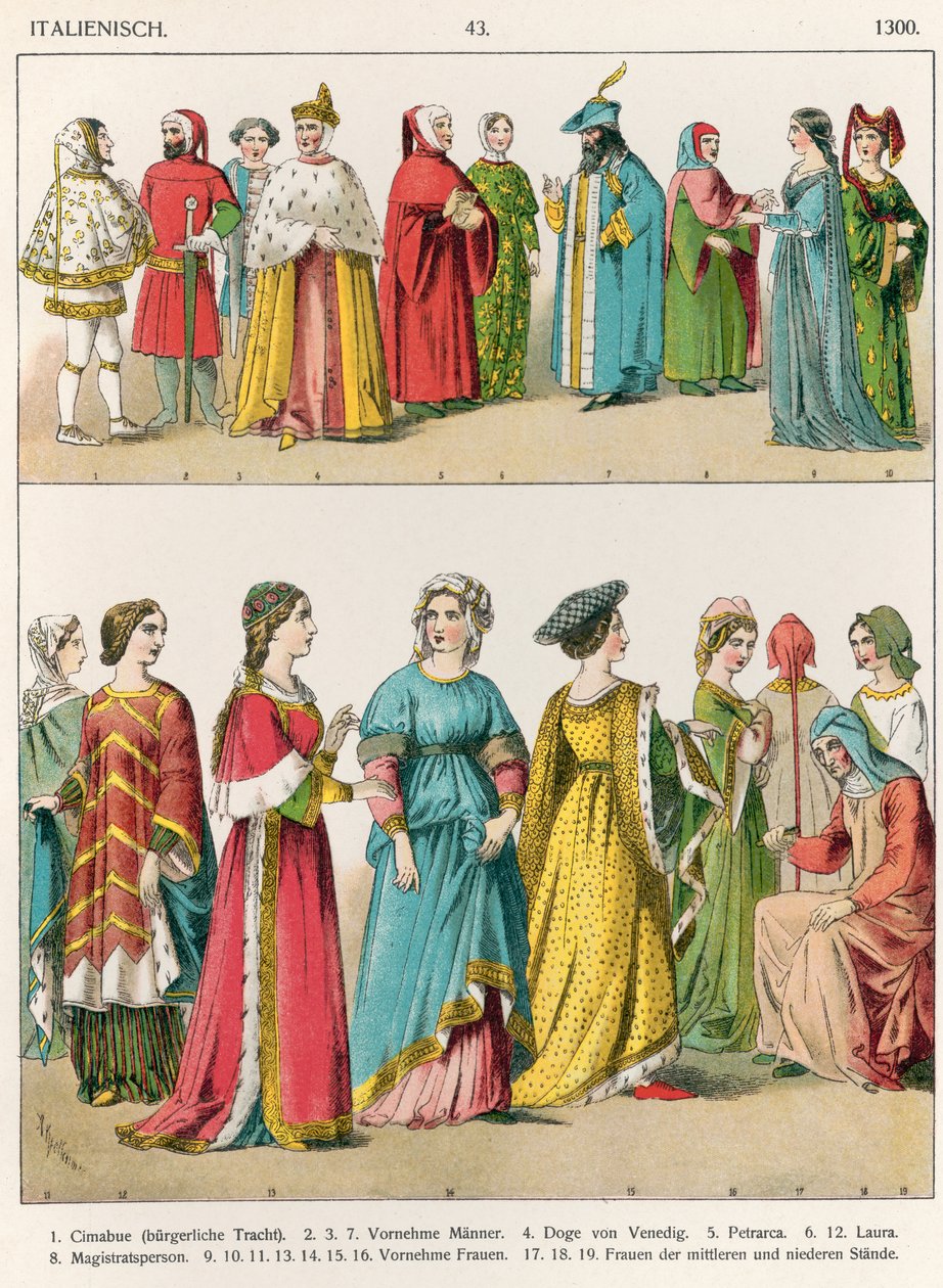 Vestido italiano, c.1300, de 