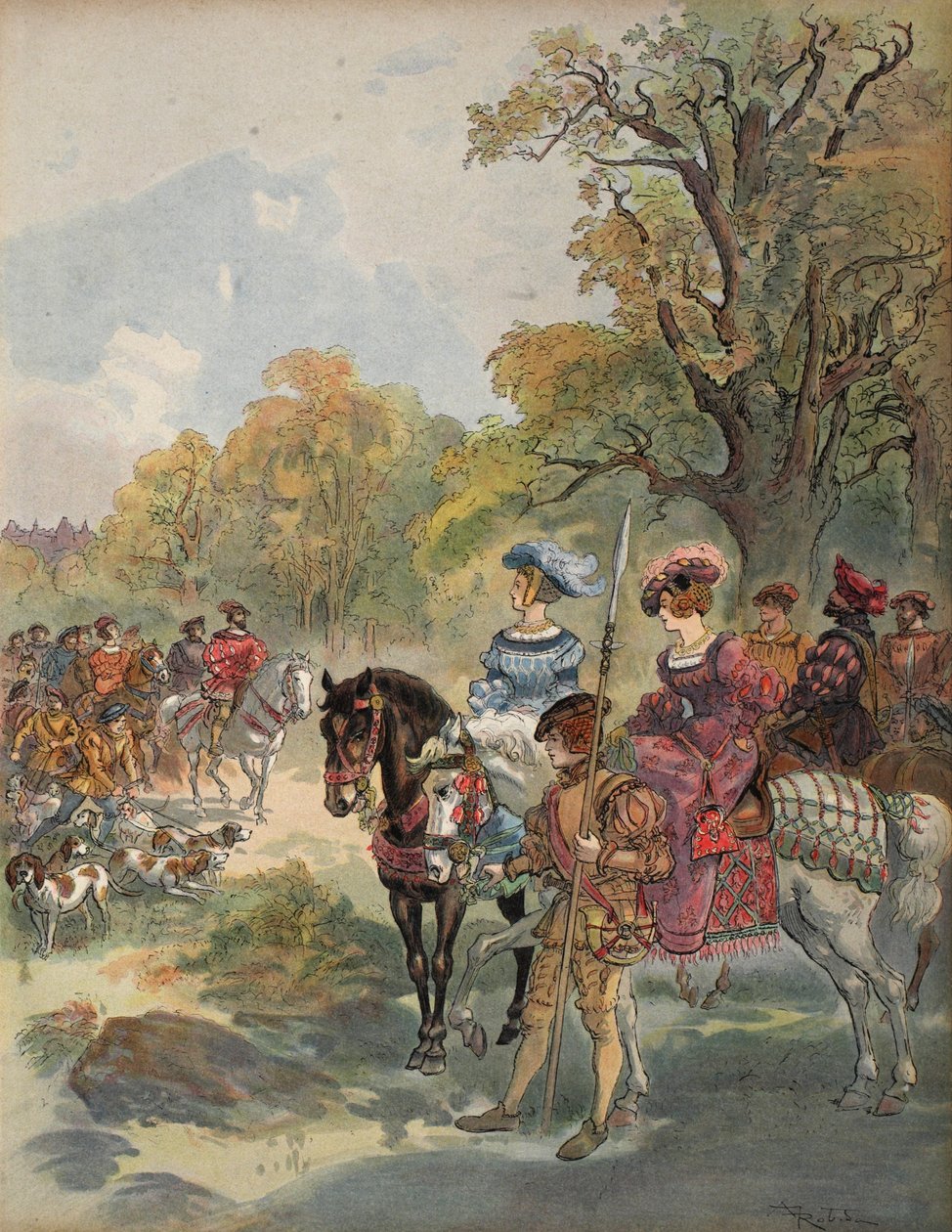 Caza real, ilustración de 