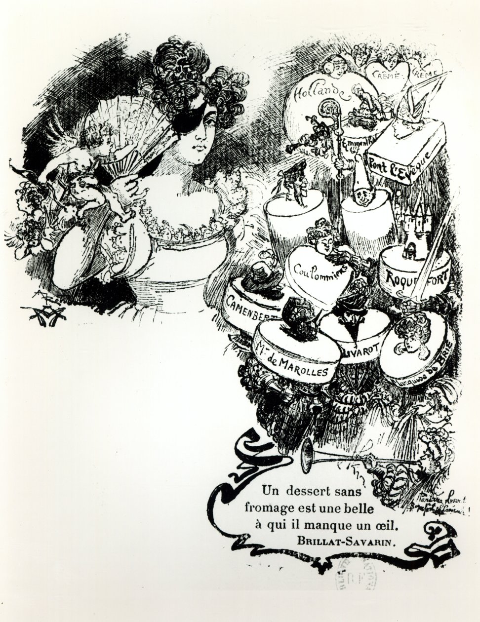 Los quesos, ilustración para los aforismos de Brillat-Savarin de 